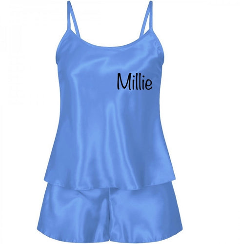 Personalised cami set light blue