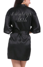 Load image into Gallery viewer, Personalised satin Robe Black