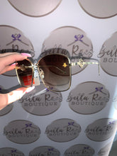 Load image into Gallery viewer, Tan Gold rim B Sunglasses