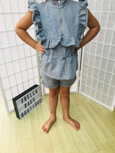 Load image into Gallery viewer, Kids Zip Frill Shorts sets Little Raes Collection Grey