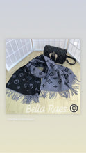 Load image into Gallery viewer, Cashmere mix Reversible logo L Scarves Black Grey