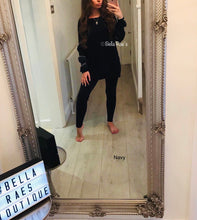 Load image into Gallery viewer, Black Diamanté Fluffy sleeve Loungewear Sets