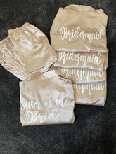 Load image into Gallery viewer, Champagne Satin feather plain or personalised Pyjama Shorts Set