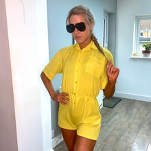 Load image into Gallery viewer, Lemon button up Playsuits