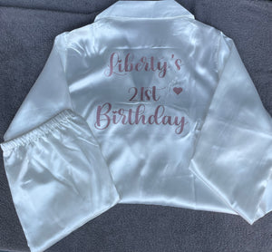 Personalised Satin Pyjamas 30th Birthday ,18th 21st Birthday