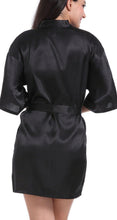 Load image into Gallery viewer, Personalised satin Robe Black