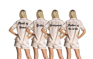 Champagne Ladies Personalised Satin Pyjama Shorts Set