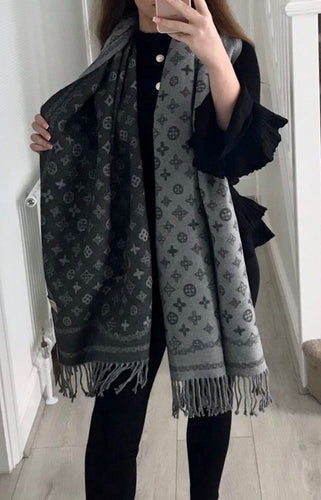 cashmere reversible mix lv scarf grey 