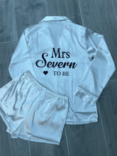 Load image into Gallery viewer, White Satin feather plain or personalised Pyjama Shorts Set
