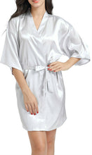Load image into Gallery viewer, Personalised satin Robe white